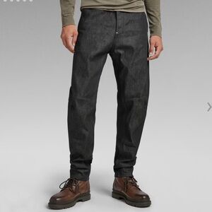 G-Star RAW Grip 3D Relaxed Tapered Jeans Washed Black Button Fly Italian-36x34